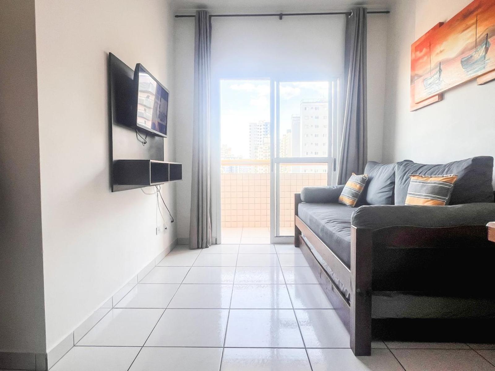 Lindo Apto 300M Praia Da Ocian E Centro - Vista Mar- Varanda Sacada - Wi-Fi 300 Mbps - Vaga De Garagem - Acomoda Ate 6 Pessoas Apartment Praia Grande  Bagian luar foto